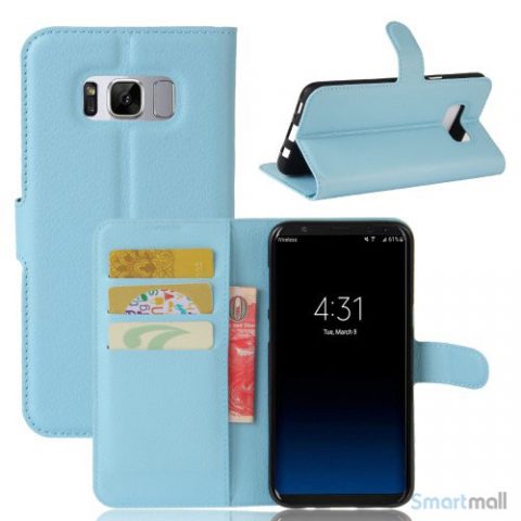Cover-pung m/kreditkortholder i pink til Samsung Galaxy S8 - Babyblå